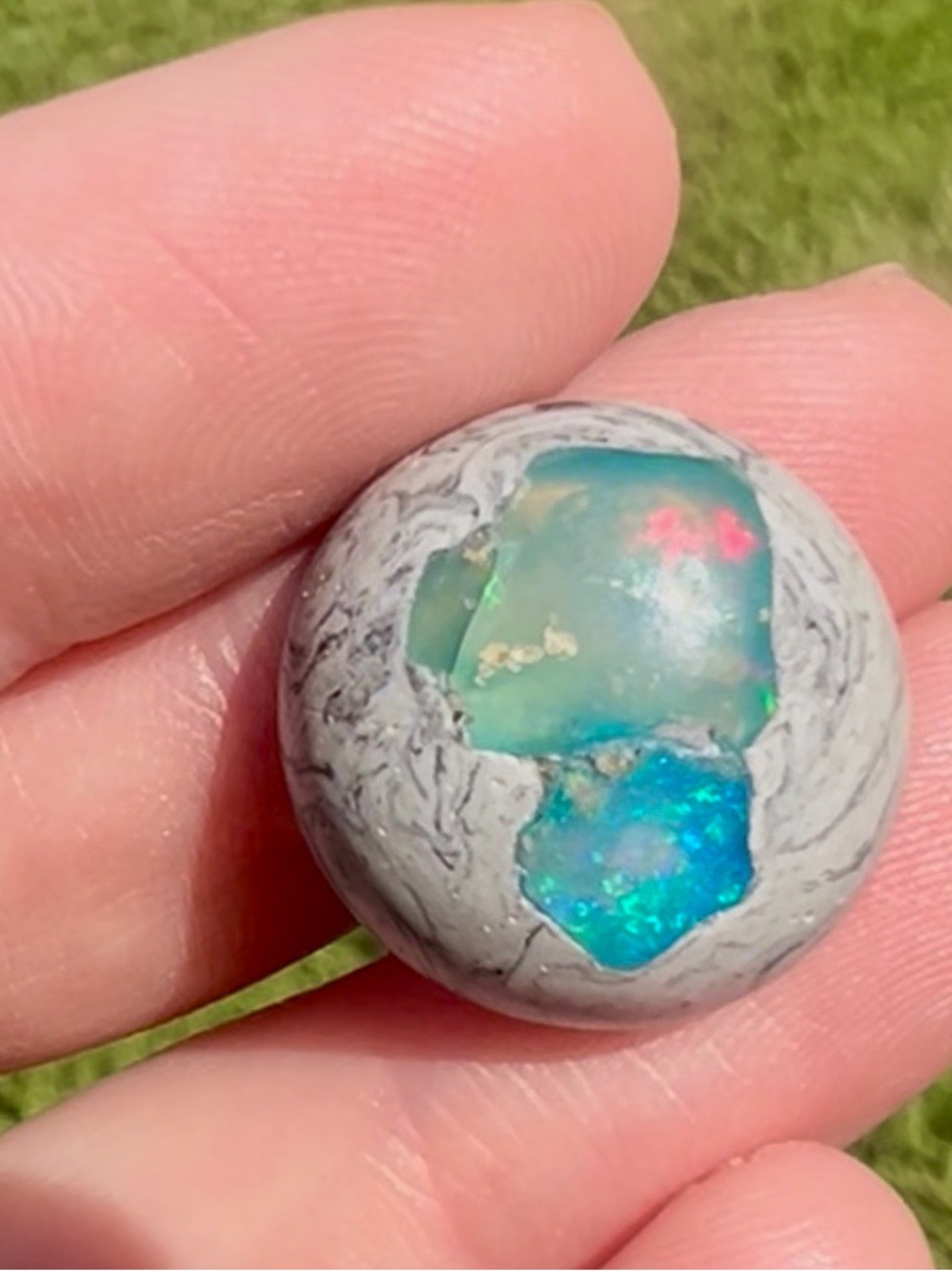 Cantera Galaxy Opal Cabochon – Natural Mexican Fire Opal in Matrix